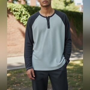 Lucky Brand Blue Long Sleeve Henley